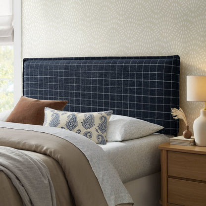 Camille Checkered Linen Blend Full Size Headboard