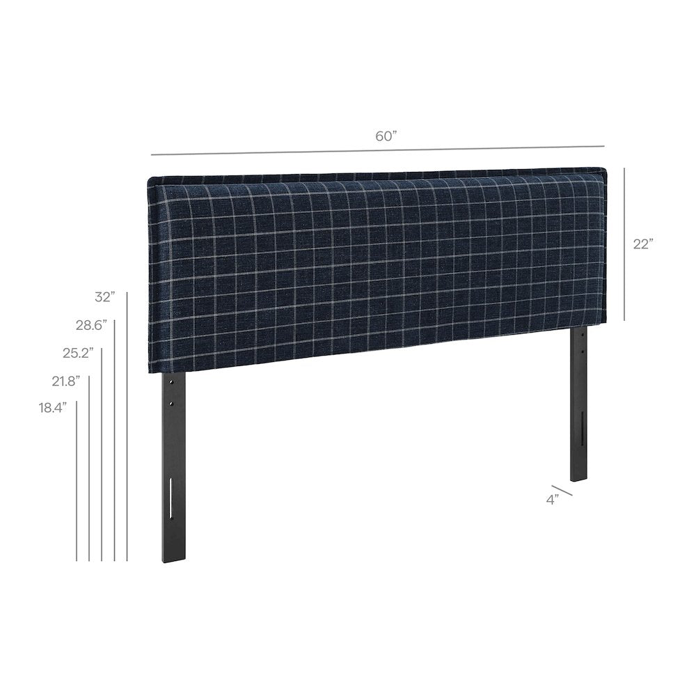 Camille Checkered Linen Blend Full Size Headboard