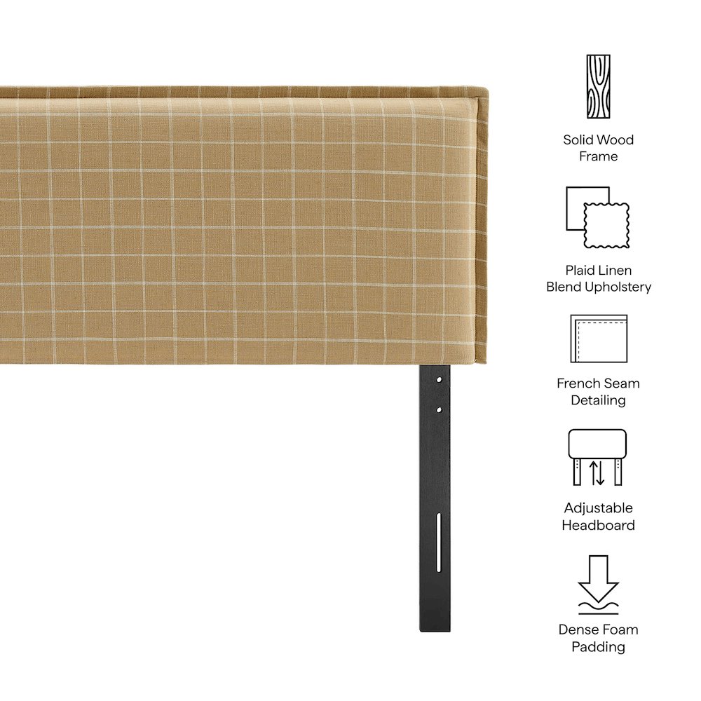 Camille Checkered Linen Blend Full Size Headboard