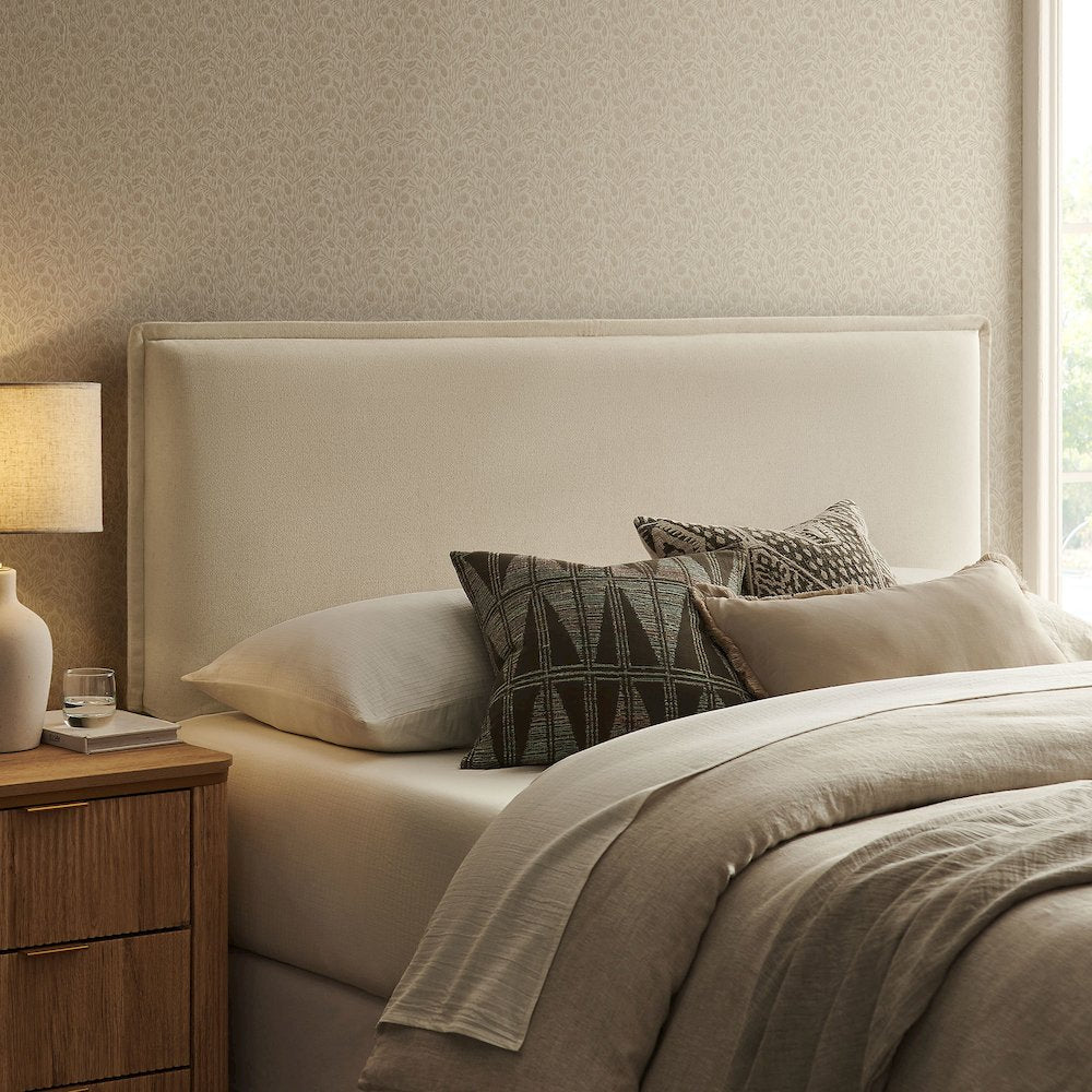 Camille Upholstered Linen Blend Queen Size Headboard