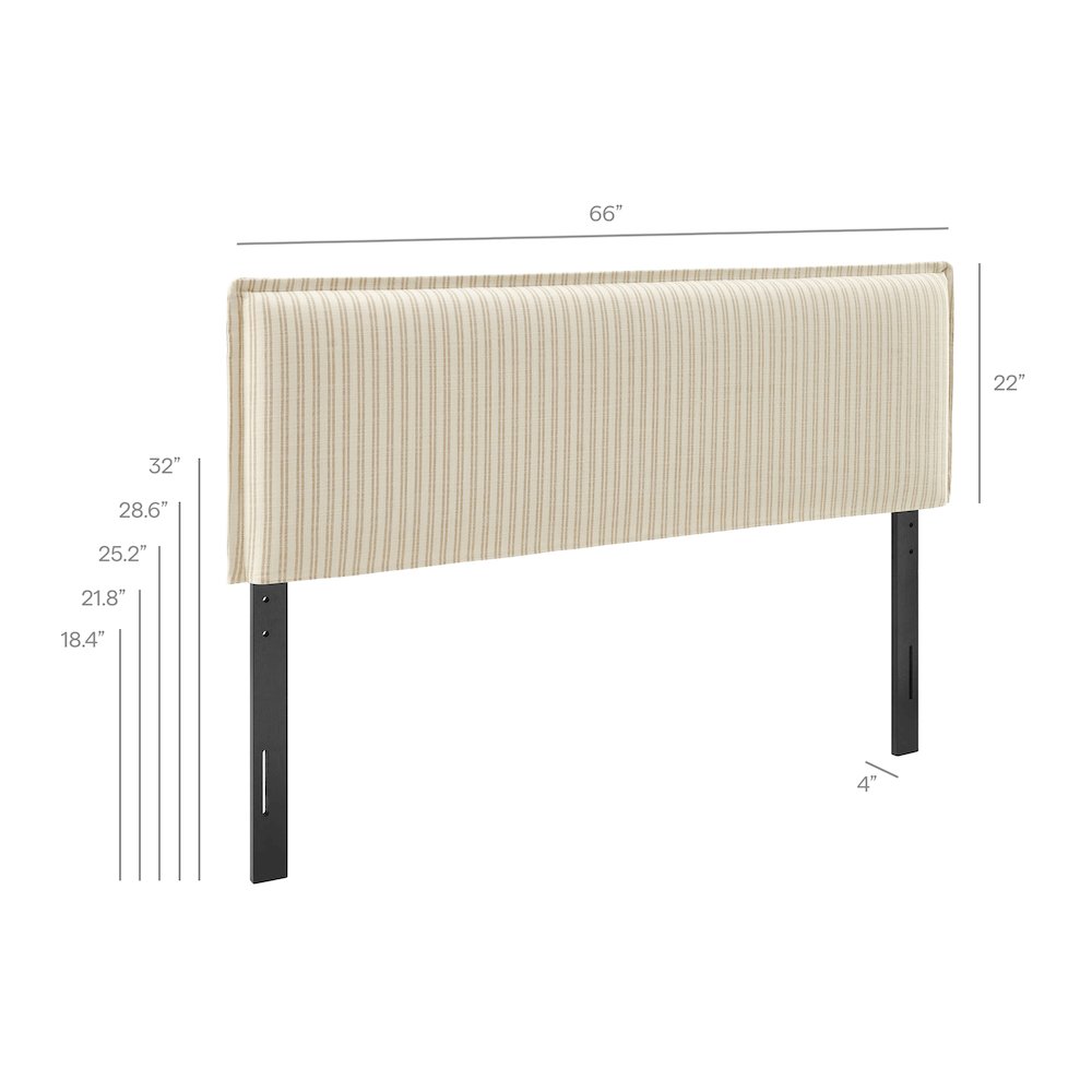 Camille Striped Linen Blend Queen Size Headboard
