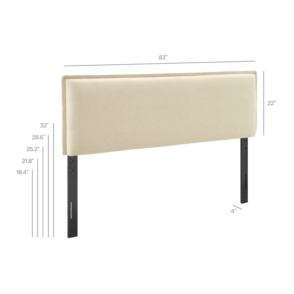 Camille Upholstered Linen Blend King Size Headboard