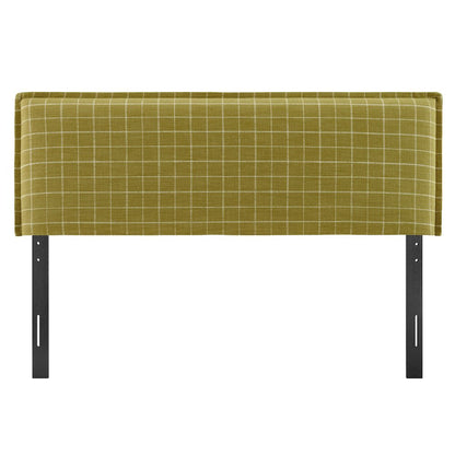 Camille Checkered Linen Blend King Size Headboard