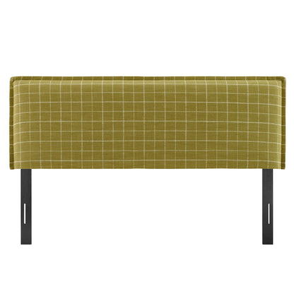 Camille Checkered Linen Blend King Size Headboard