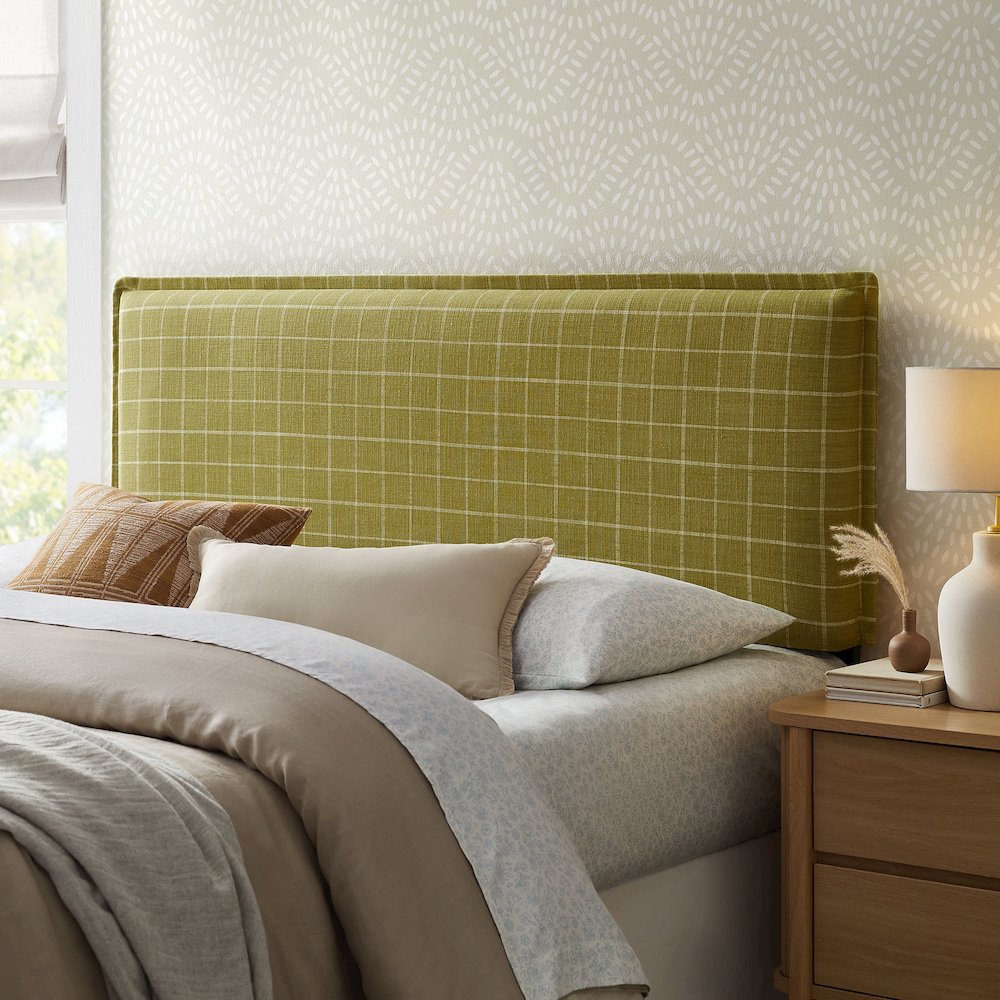 Camille Checkered Linen Blend King Size Headboard