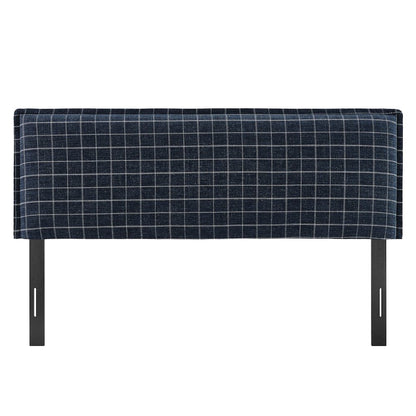 Camille Checkered Linen Blend King Size Headboard