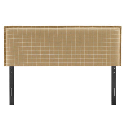 Camille Checkered Linen Blend King Size Headboard