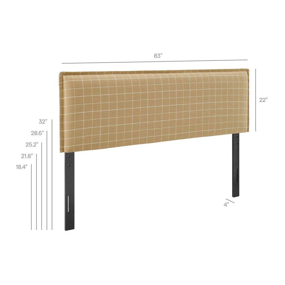 Camille Checkered Linen Blend King Size Headboard