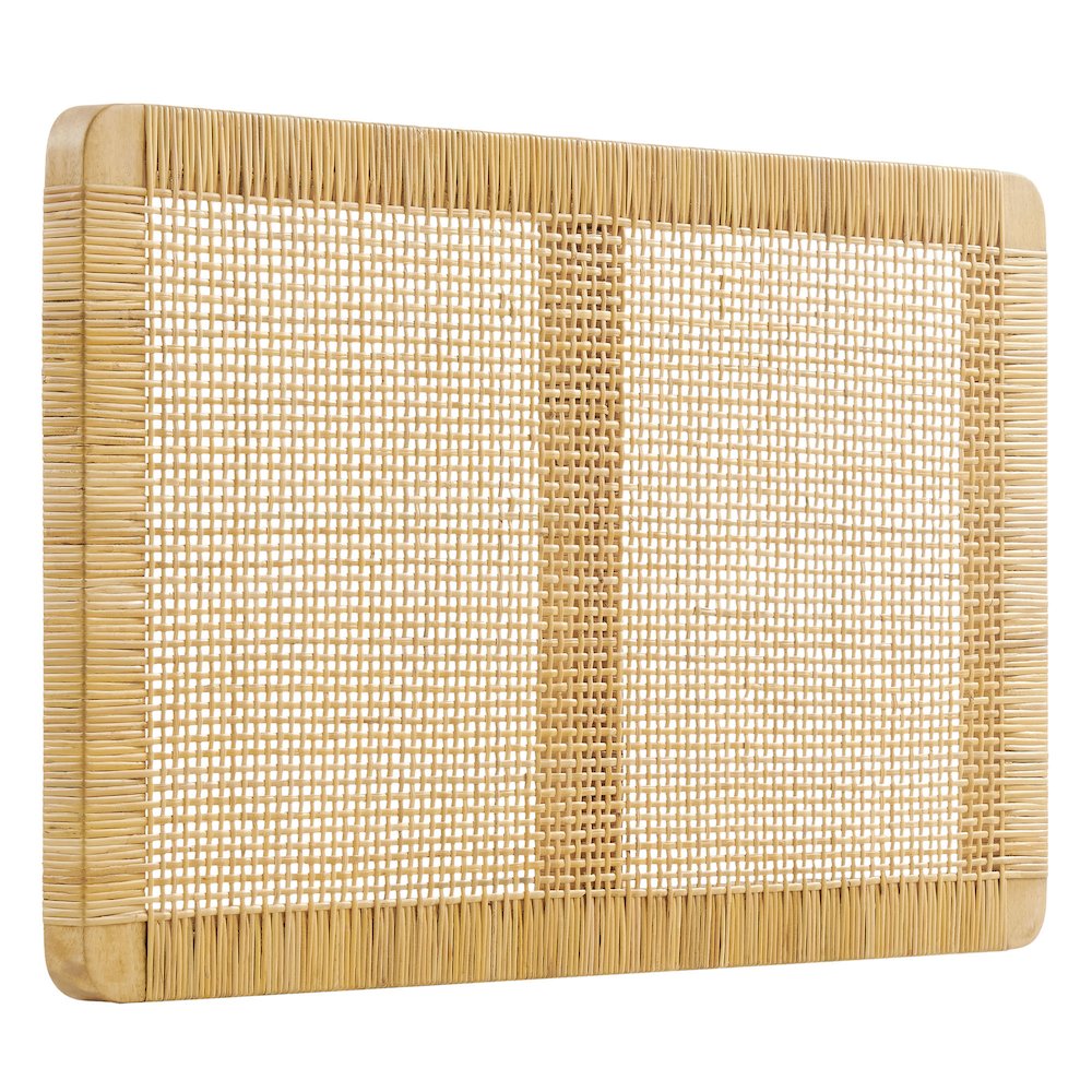 Sandy Wall Mounted Wood and Rattan Twin Size Headboard