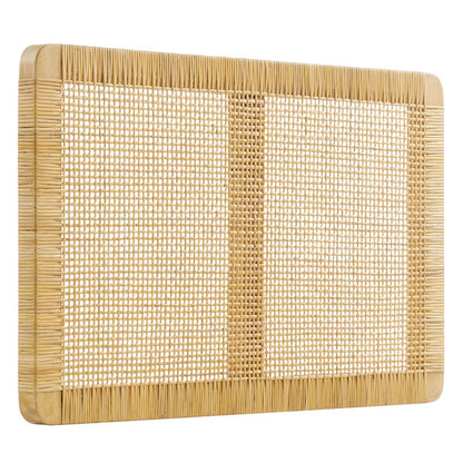 Sandy Wall Mounted Wood and Rattan Twin Size Headboard