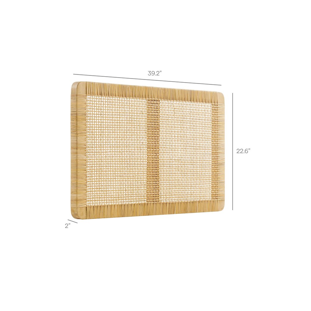 Sandy Wall Mounted Wood and Rattan Twin Size Headboard