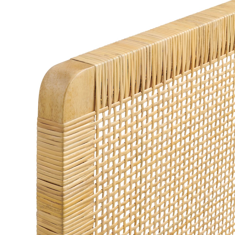 Sandy Wall Mounted Wood and Rattan Full Size Headboard