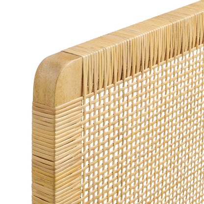 Sandy Wall Mounted Wood and Rattan Full Size Headboard
