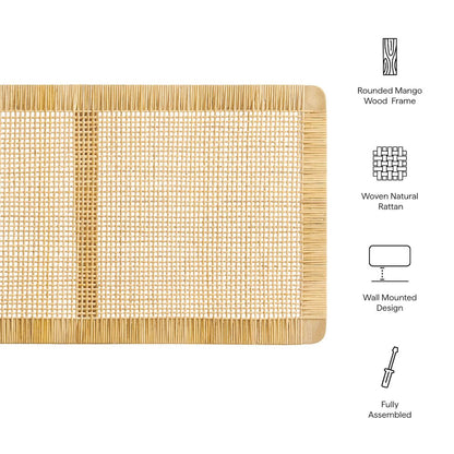 Sandy Wall Mounted Wood and Rattan Full Size Headboard
