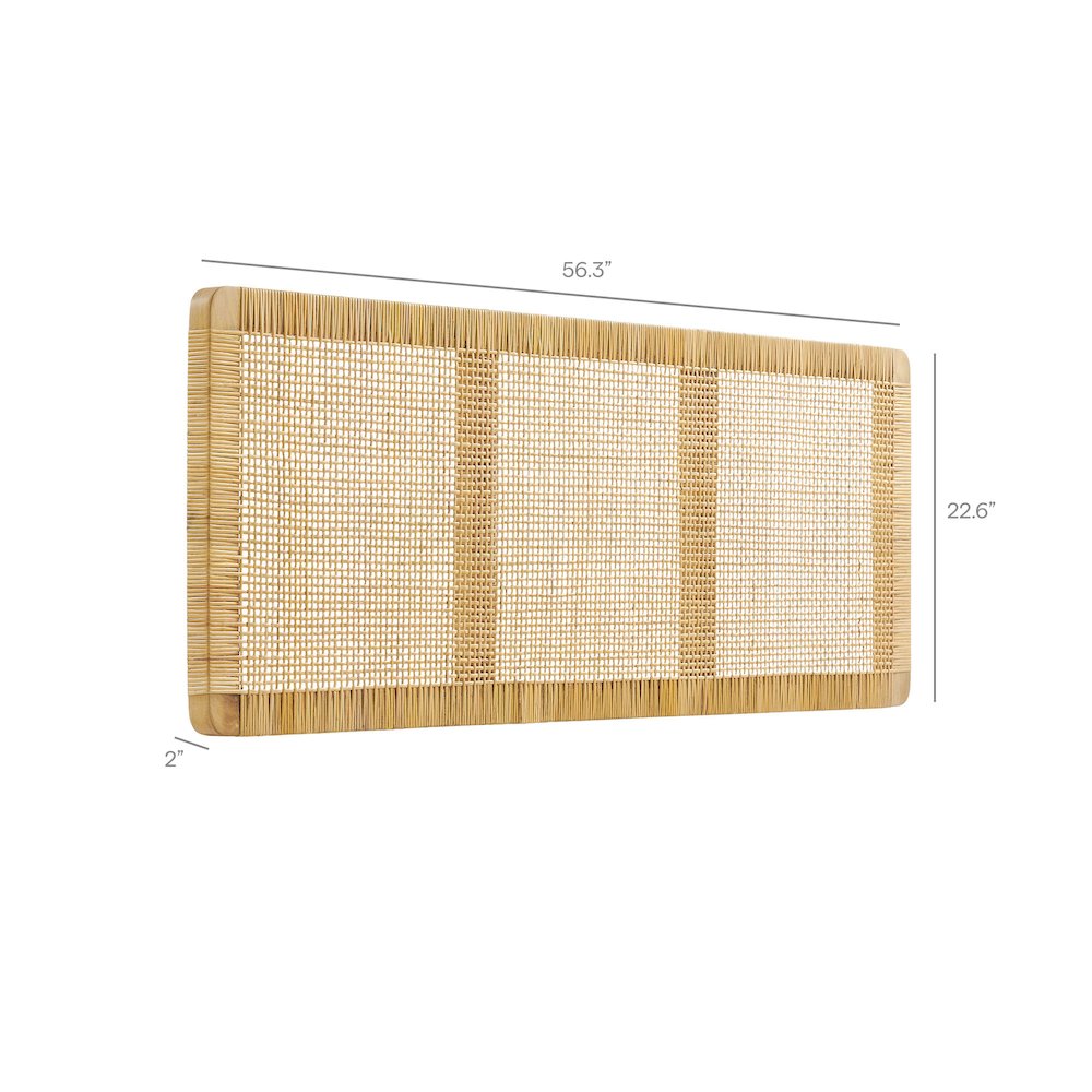 Sandy Wall Mounted Wood and Rattan Full Size Headboard