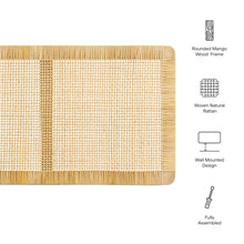 Sandy Wall Mounted Wood and Rattan Queen Size Headboard