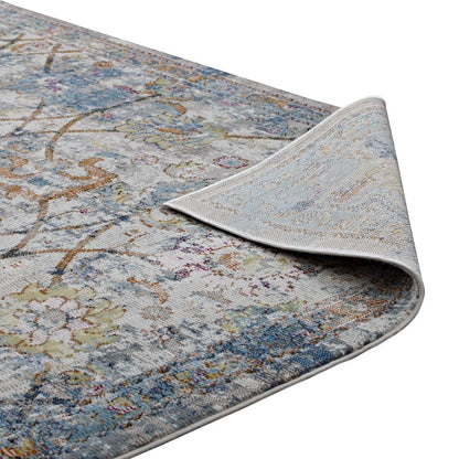 Minu Distressed Floral Lattice 4x6 Area Rug