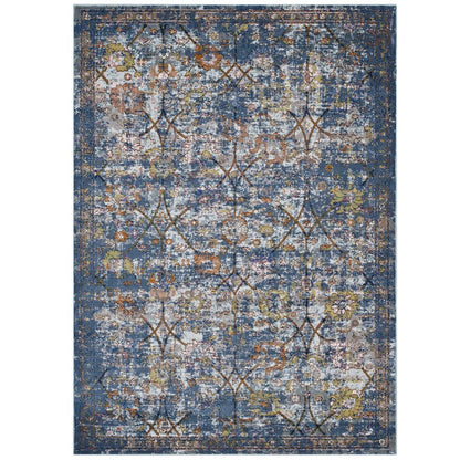 Minu Distressed Floral Lattice 4x6 Area Rug