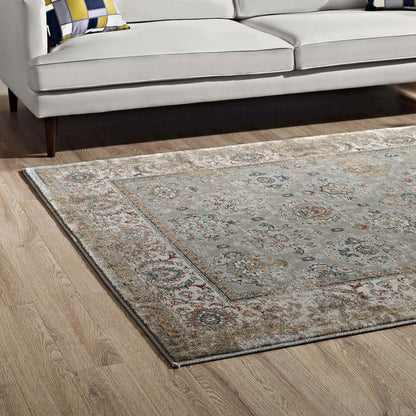 Hisa Distressed Vintage Floral Lattice 5x8 Area Rug