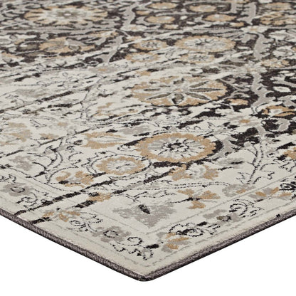 Ganesa Distressed Diamond Floral Lattice 8x10 Area Rug