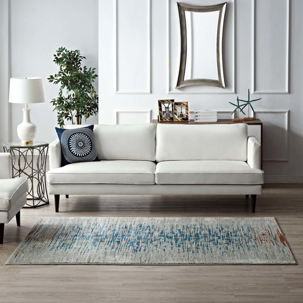 Hesper Distressed Contemporary Floral Lattice 8x10 Area Rug