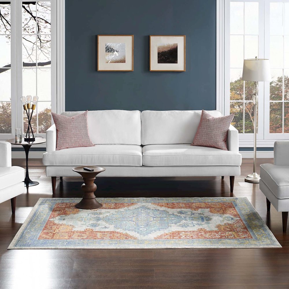 Citlali Distressed Southwestern Aztec 4x6 Area Rug