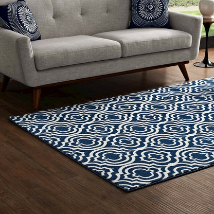 Frame Transitional Moroccan Trellis 8x10 Area Rug