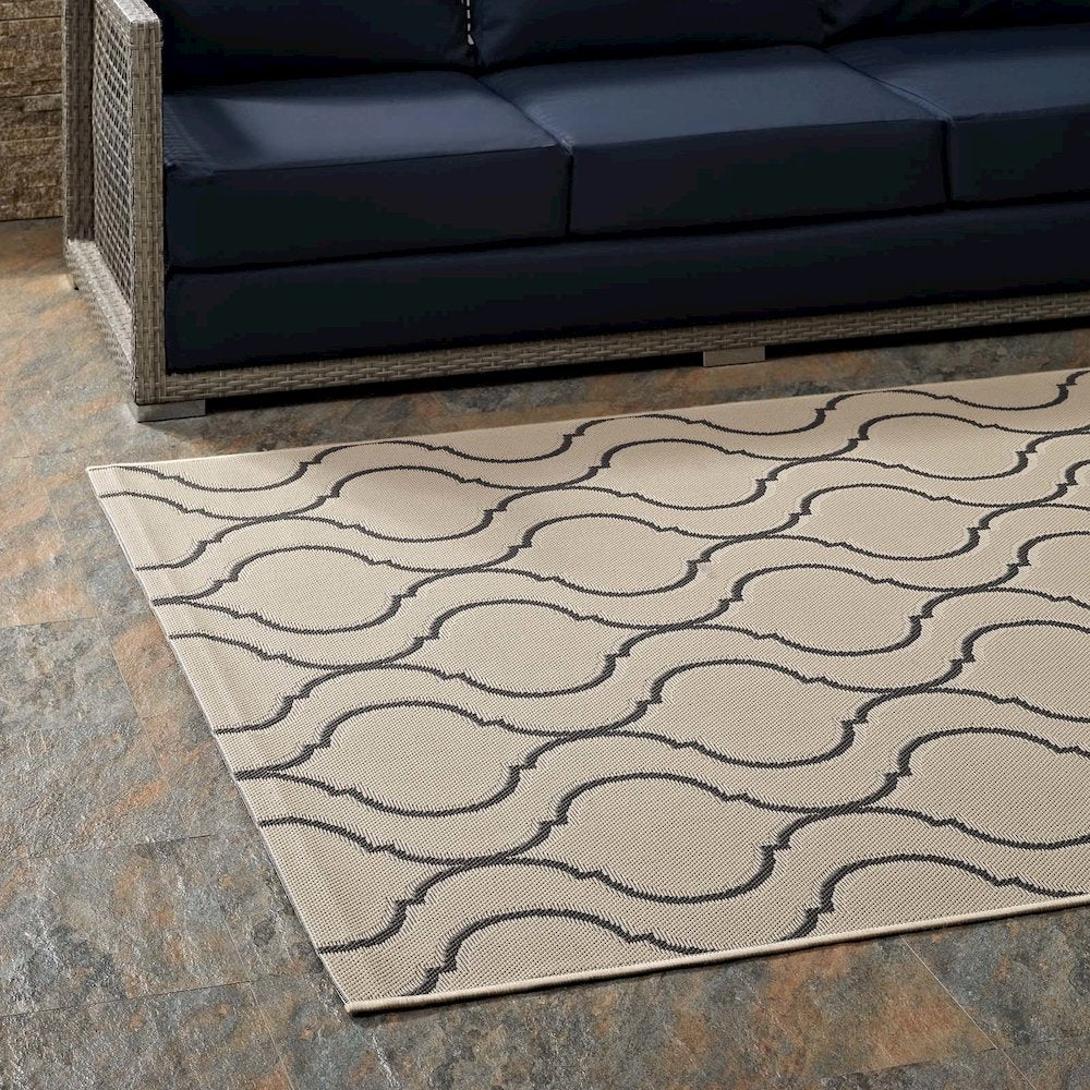 Linza Wave Abstract Trellis Indoor and Outdoor 8x10 Area Rug