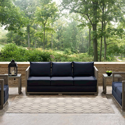 Linza Wave Abstract Trellis Indoor and Outdoor 8x10 Area Rug