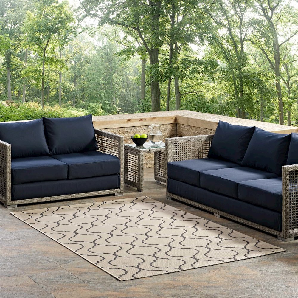 Linza Wave Abstract Trellis Indoor and Outdoor 8x10 Area Rug