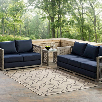 Linza Wave Abstract Trellis Indoor and Outdoor 8x10 Area Rug