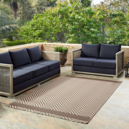 Optica Chevron With End Borders Indoor and Outdoor 5x8 Area Rug