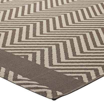 Optica Chevron With End Borders Indoor and Outdoor 8x10 Area Rug