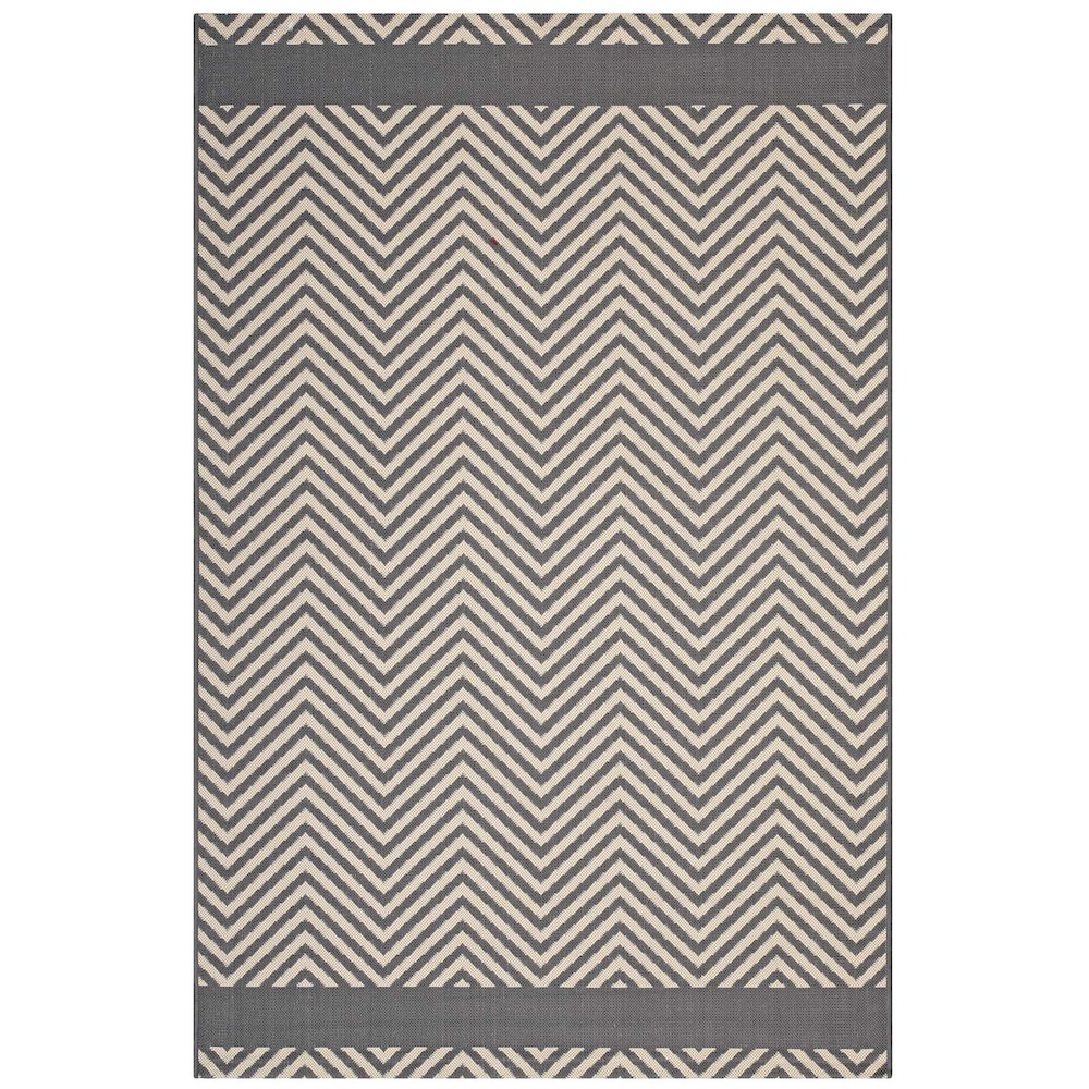 Optica Chevron With End Borders Indoor and Outdoor 5x8 Area Rug