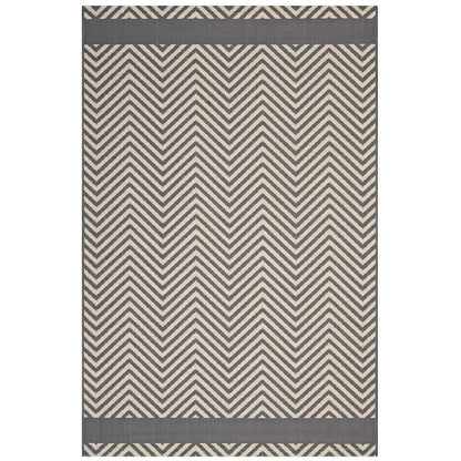 Optica Chevron With End Borders Indoor and Outdoor 5x8 Area Rug
