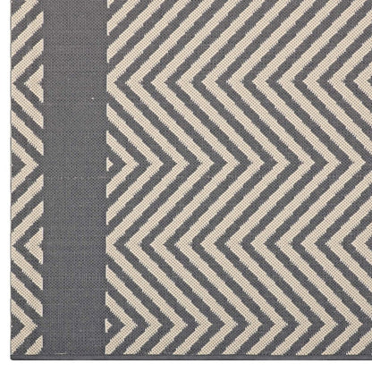 Optica Chevron With End Borders Indoor and Outdoor 5x8 Area Rug