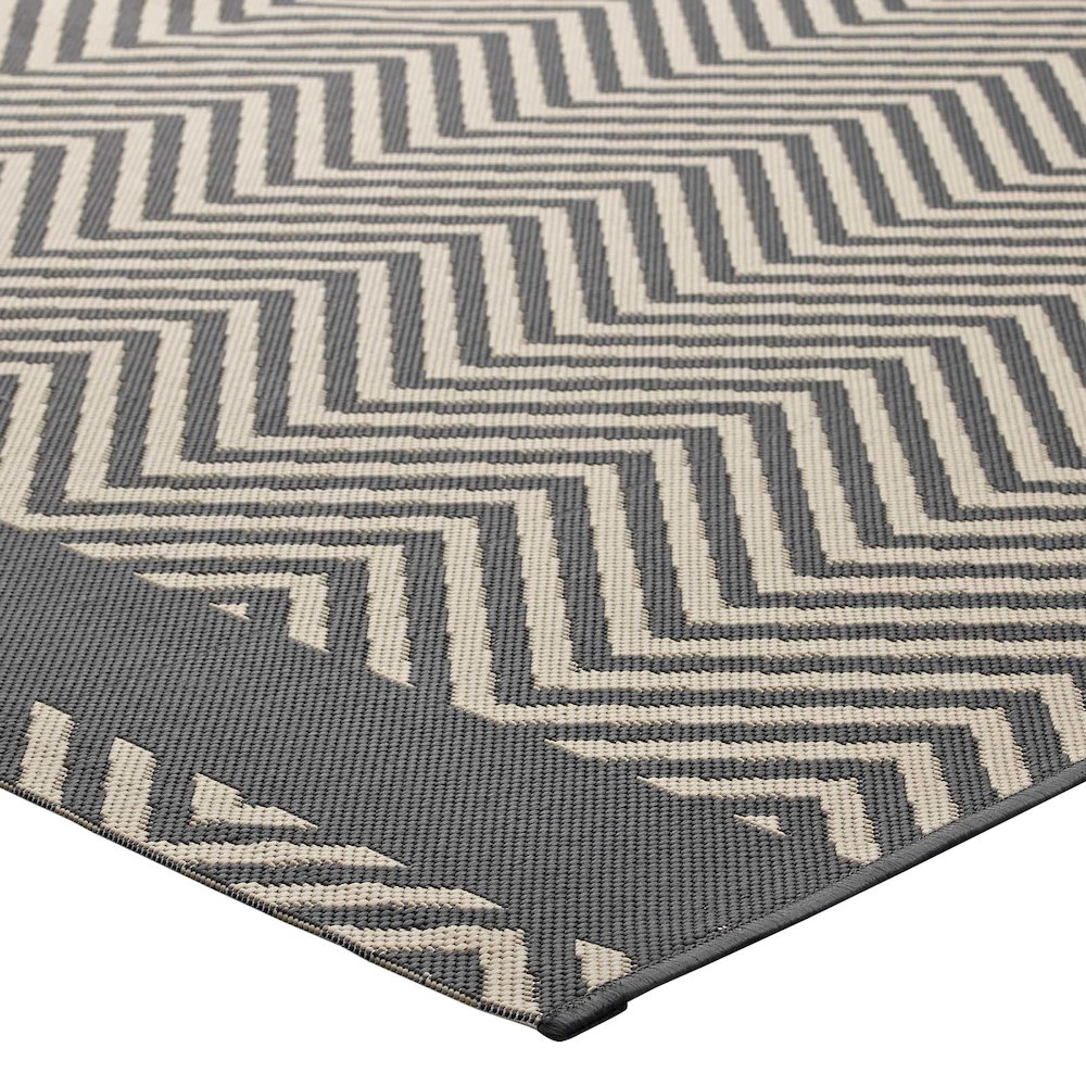 Optica Chevron With End Borders Indoor and Outdoor 5x8 Area Rug