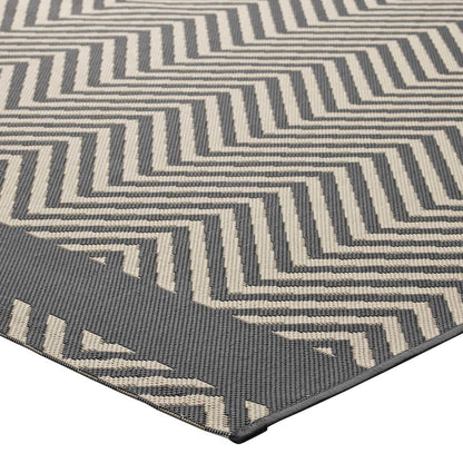 Optica Chevron With End Borders Indoor and Outdoor 5x8 Area Rug
