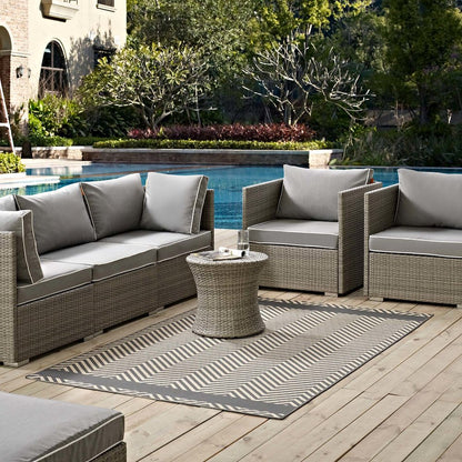 Optica Chevron With End Borders Indoor and Outdoor 5x8 Area Rug