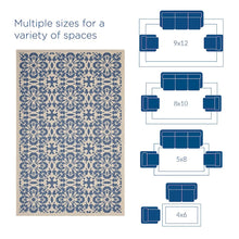 Ariana Vintage Floral Trellis Indoor and Outdoor 9x12 Area Rug