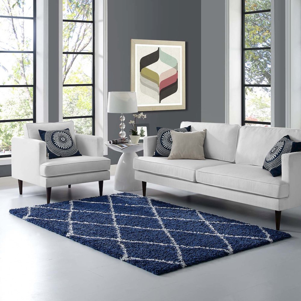 Toryn Diamond Lattice 5x8 Shag Area Rug