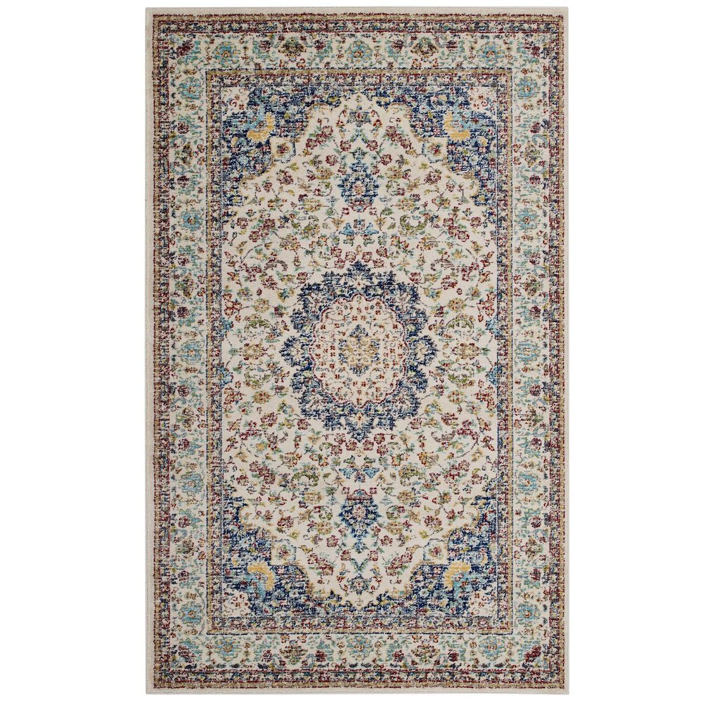 Meryam Distressed Vintage Medallion 5x8 Area Rug