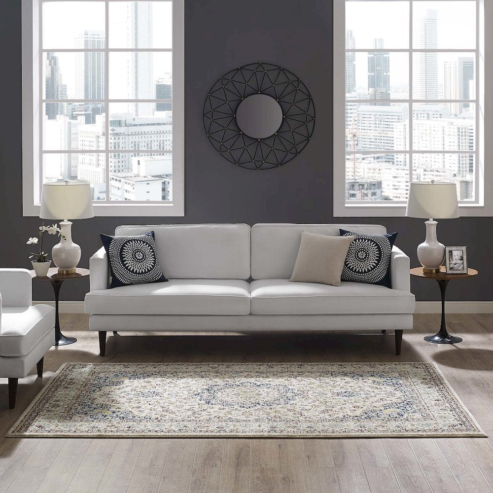Meryam Distressed Vintage Medallion 5x8 Area Rug
