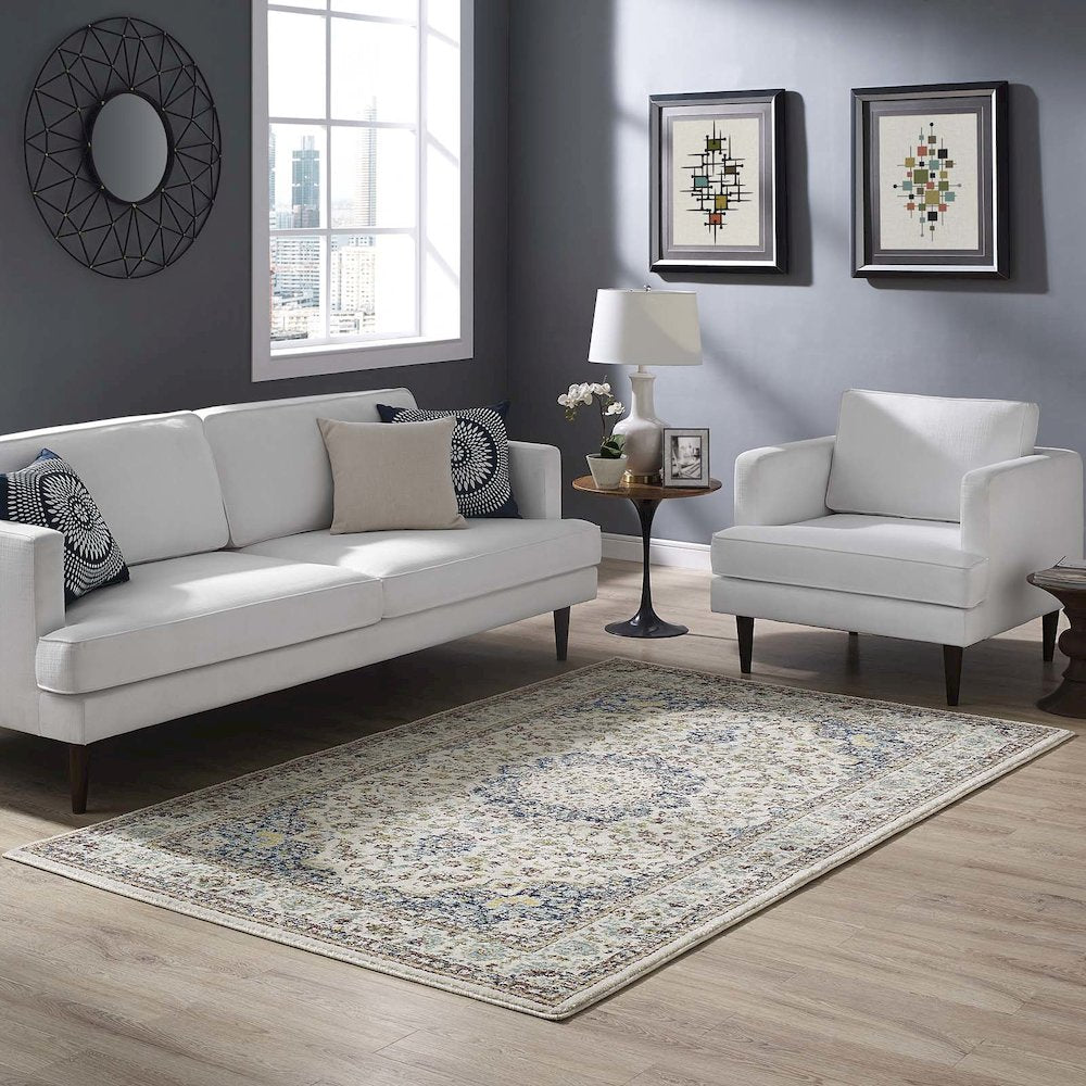 Meryam Distressed Vintage Medallion 5x8 Area Rug