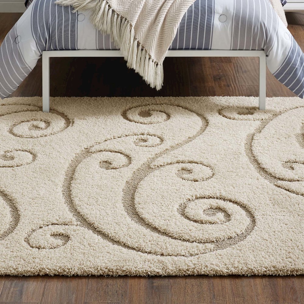 Jubilant Sprout Scrolling Vine Shag 5x8 Area Rug