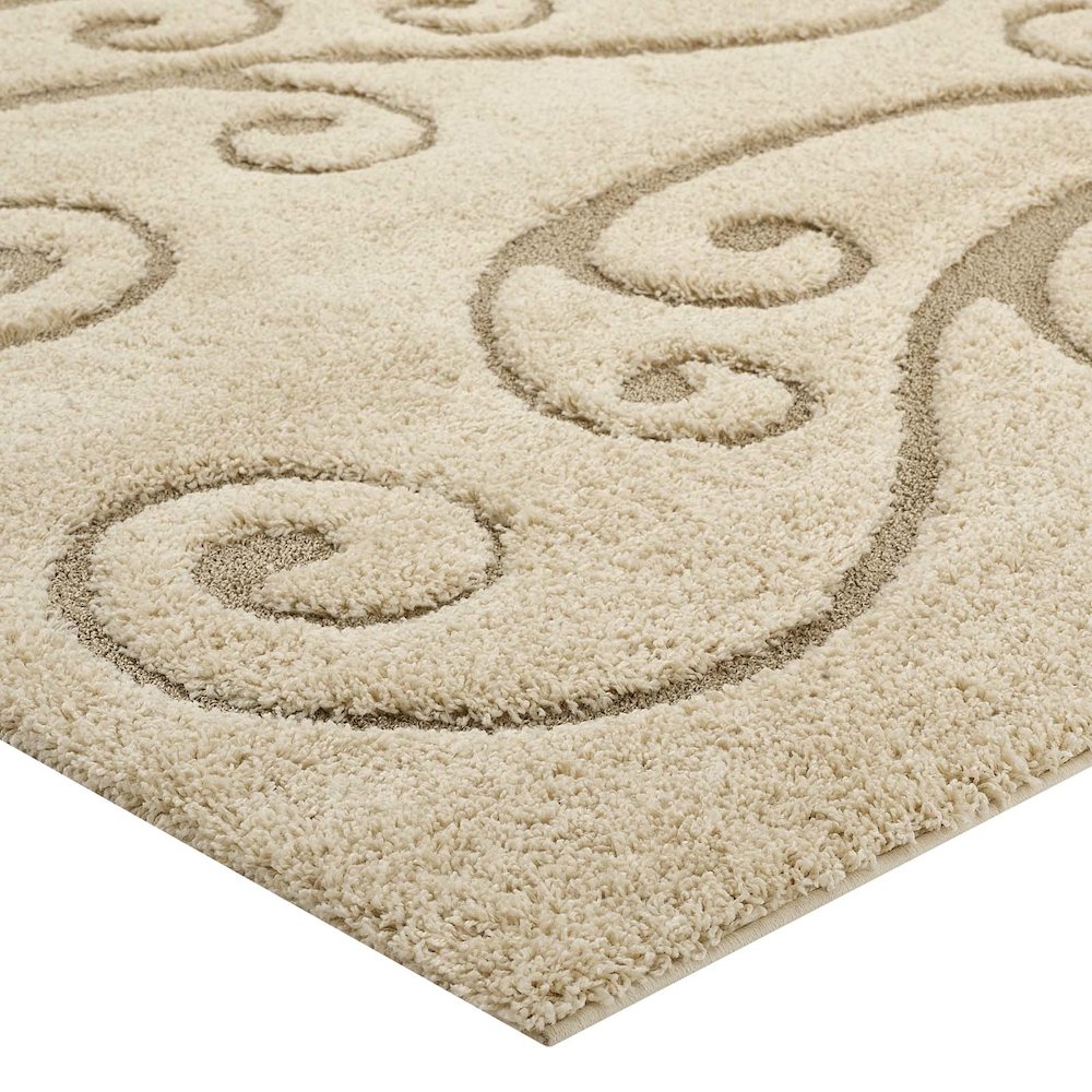 Jubilant Sprout Scrolling Vine Shag 8x10 Area Rug