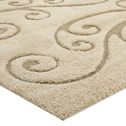 Jubilant Sprout Scrolling Vine Shag 8x10 Area Rug