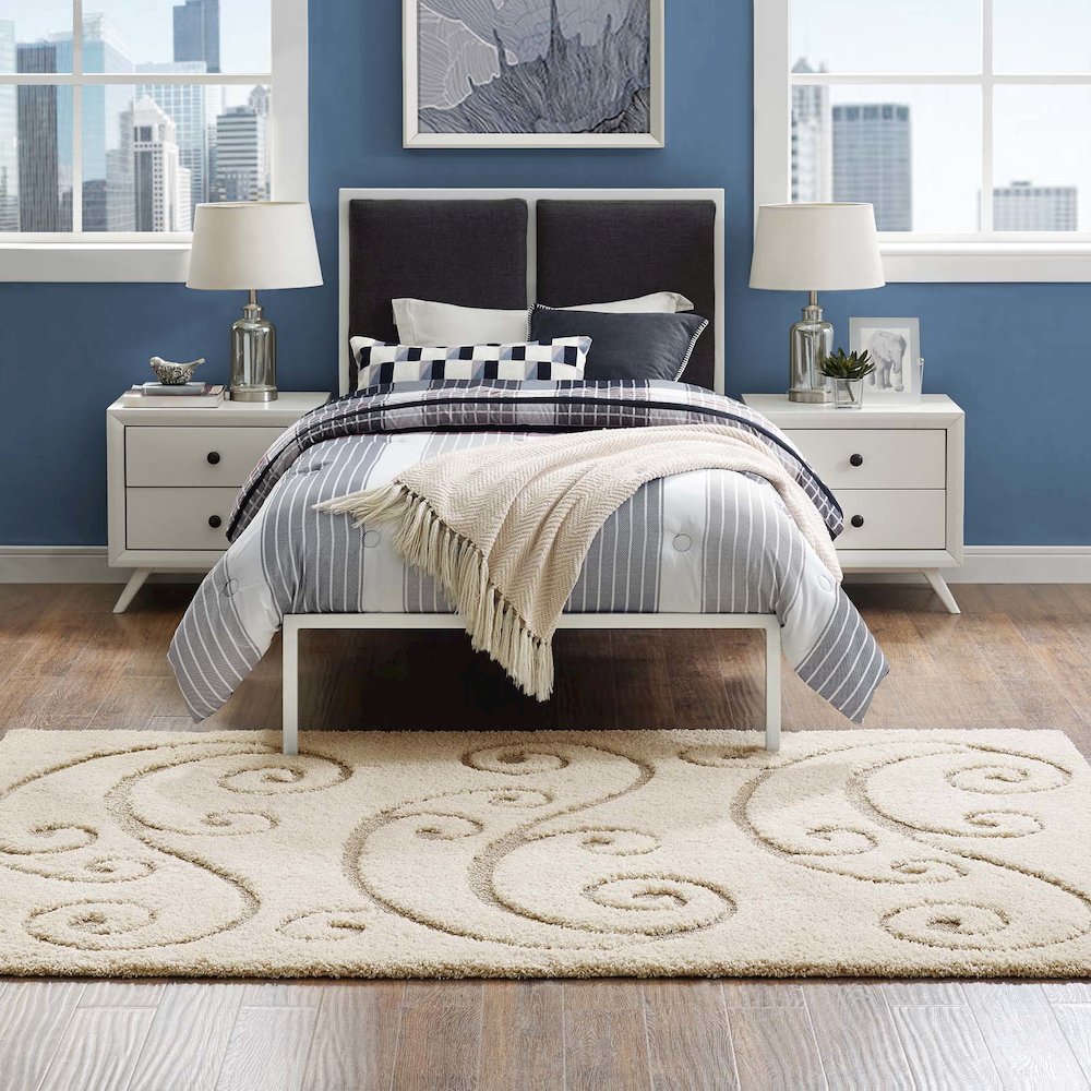 Jubilant Sprout Scrolling Vine Shag 8x10 Area Rug