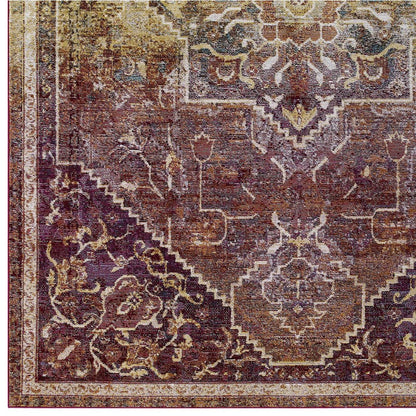 Kaede Transitional Distressed Vintage Floral Vintage Medallion 4x6 Area Rug