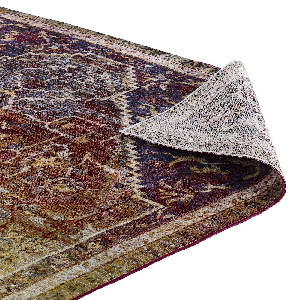 Kaede Transitional Distressed Vintage Floral Vintage Medallion 5x8 Area Rug